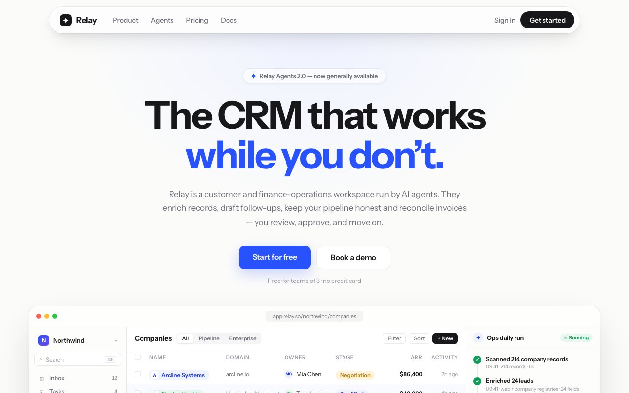 Relay — SaaS · Agentic CRM